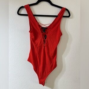 Forever 21 orange Lace-Up Bodysuit
